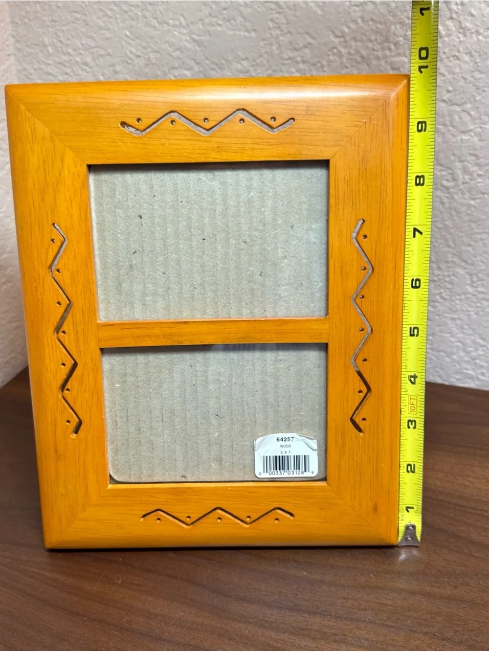 VTG Fetco Teak Wood Double Photo Frame Handcrafted Carved MCM 5